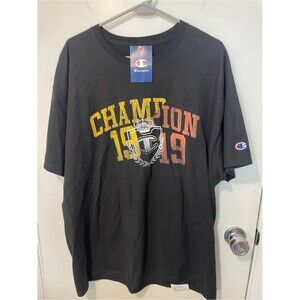 New Champion Classic 1919 Logo T-shirt with distressed graphic print black sz XL